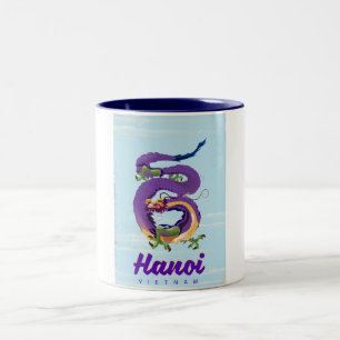 Tasse 2 Couleurs affiche de voyage du dragon vintage de Hanoï