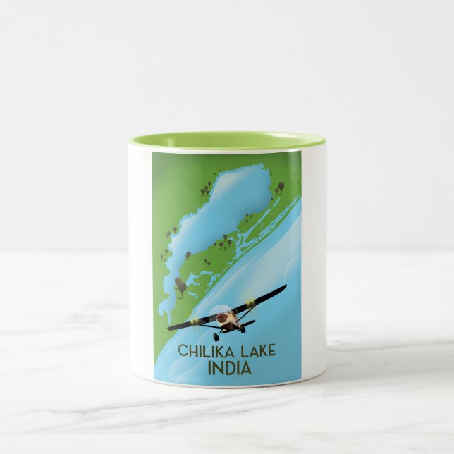 Tasse 2 Couleurs Affiche de voyage du lac Chilika Inde (Centre)