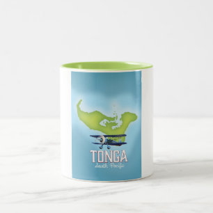 Tasse 2 Couleurs Affiche de voyage en avion carte des Tonga