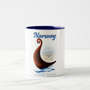Tasse 2 Couleurs Affiche de voyage en bateau long de Norvège