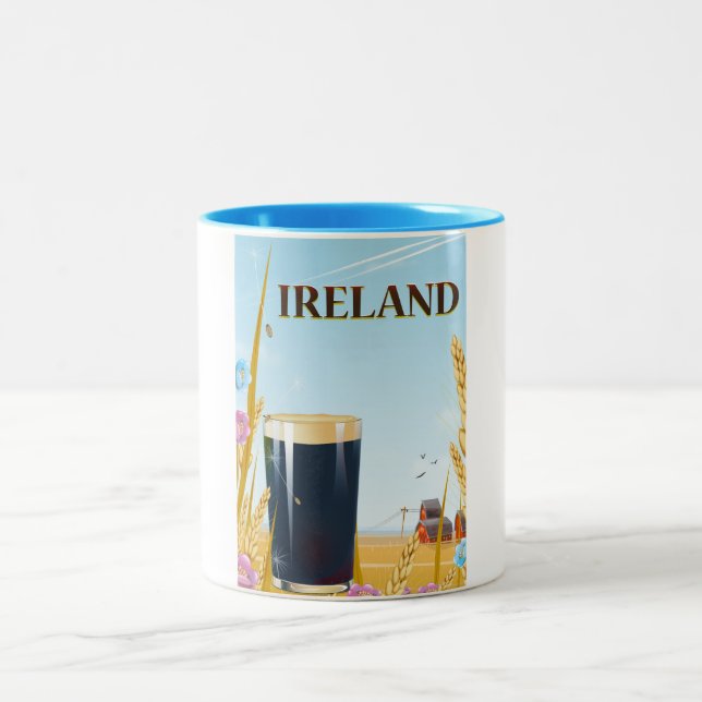 Tasse 2 Couleurs Affiche de voyage en Irlande (Centre)