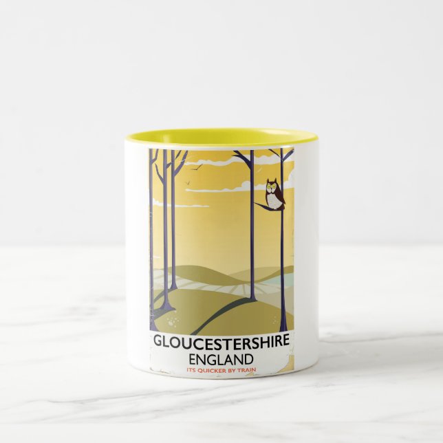 Tasse 2 Couleurs Affiche de voyage en train Gloucestershire, Anglet (Centre)