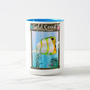 Tasse 2 Couleurs Affiche de voyage Gold Coast Australie.