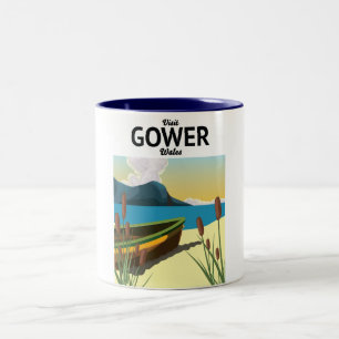 Tasse 2 Couleurs Affiche de voyage Gower Pays de Galles