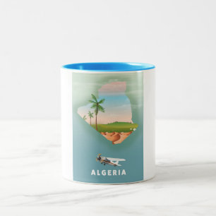 Tasse 2 Couleurs Affiche de voyage illustrée d'Algérie.
