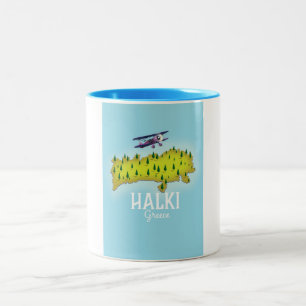 Tasse 2 Couleurs Affiche de voyage illustrée de la carte de Halki G