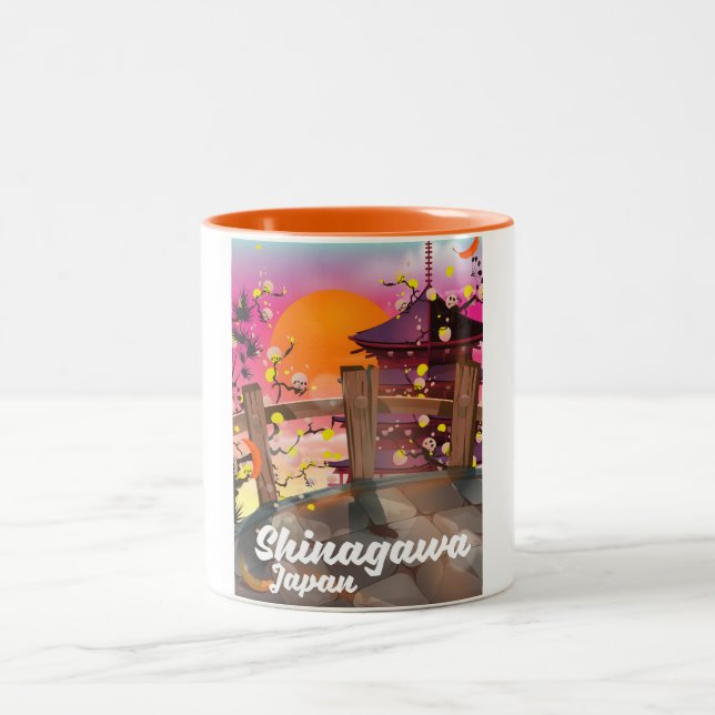 Tasse 2 Couleurs Affiche de voyage japonaise Shinagawa (Centre)