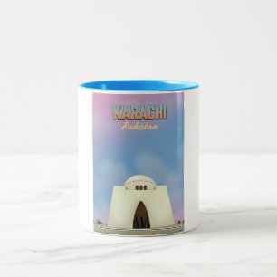 Tasse 2 Couleurs Affiche de voyage Karachi Pakistan
