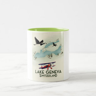 Tasse 2 Couleurs affiche de voyage lac genève suisse