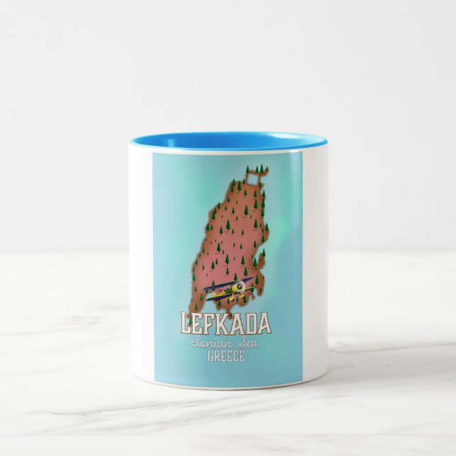 Tasse 2 Couleurs affiche de voyage Lefkada Greece. (Centre)