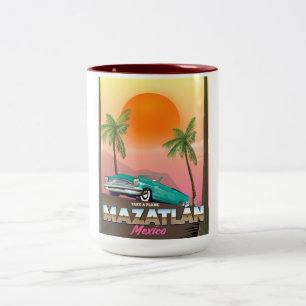 Tasse 2 Couleurs Affiche de voyage Mazatlán Mexique