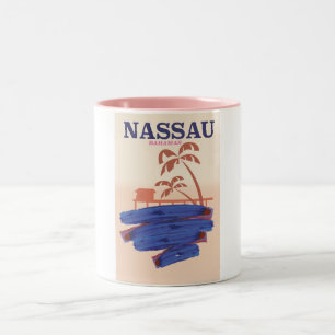 Tasse 2 Couleurs Affiche de voyage Nassau Bahamas plage