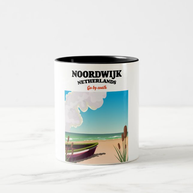 Tasse 2 Couleurs Affiche de voyage Noordwijk Pays-Bas (Centre)