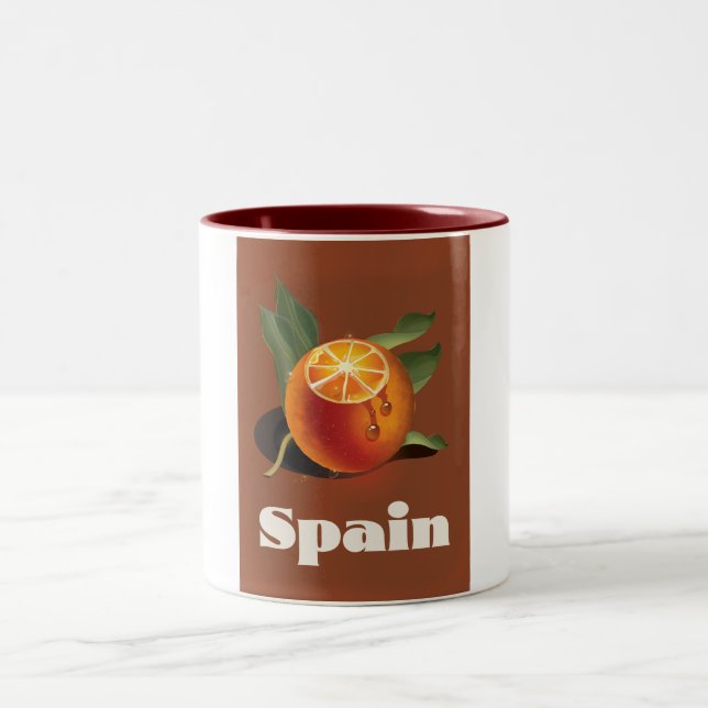 Tasse 2 Couleurs Affiche de voyage orange Espagne (Centre)