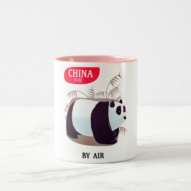 Tasse 2 Couleurs Affiche de voyage Panda de Chine (Centre)