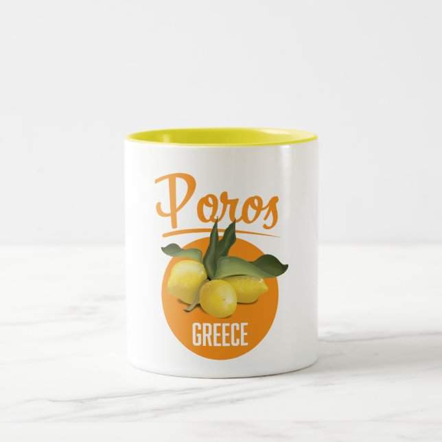 Tasse 2 Couleurs Affiche de voyage Poros Grèce Impression d'art (Centre)