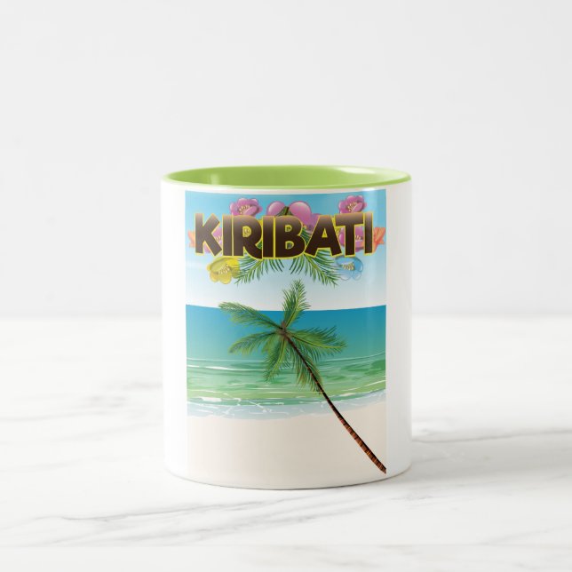 Tasse 2 Couleurs Affiche de voyage pour l'île de Kiribati (Centre)