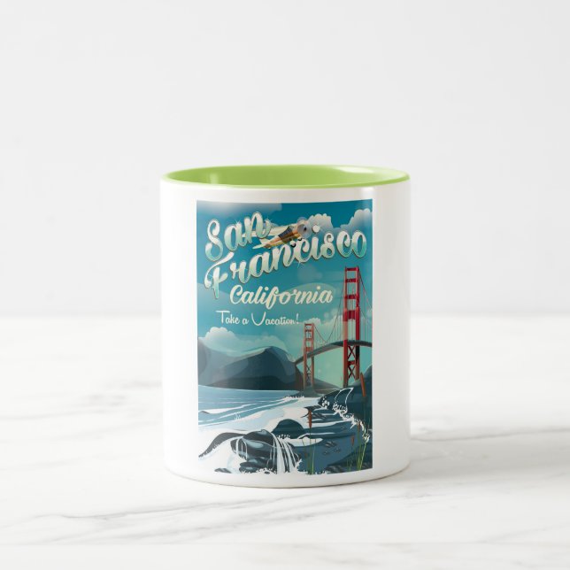 Tasse 2 Couleurs Affiche de voyage pour vacances à San Francisco (Centre)