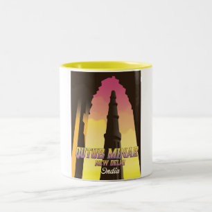 Tasse 2 Couleurs Affiche de voyage Qutub Minar New Delhi Inde