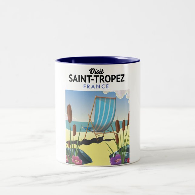 Tasse 2 Couleurs Affiche de voyage Saint-Tropez France (Centre)