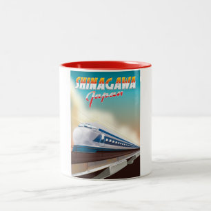 Tasse 2 Couleurs Affiche de voyage Shinagawa Japon.