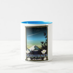Tasse 2 Couleurs Affiche de voyage Suðurnes Islande