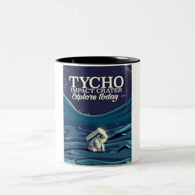 Tasse 2 Couleurs Affiche de voyage sur la lune de Tycho (Centre)
