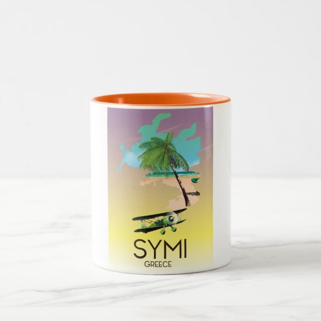Tasse 2 Couleurs Affiche de voyage Symi Grèce (Centre)