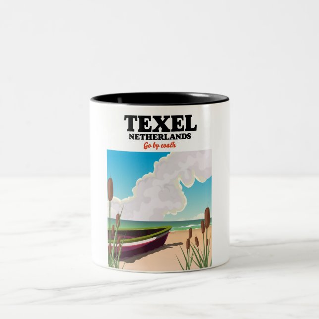 Tasse 2 Couleurs Affiche de voyage Texel Pays-Bas (Centre)