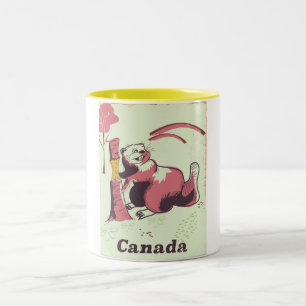 Tasse 2 Couleurs Affiche de voyage vintage Canada castor