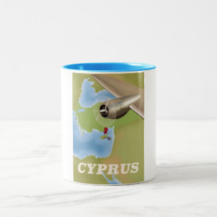 Tasse 2 Couleurs Affiche de voyage vintage carte de Chypre
