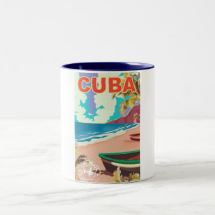 Tasse 2 Couleurs Affiche de voyage vintage Cuba