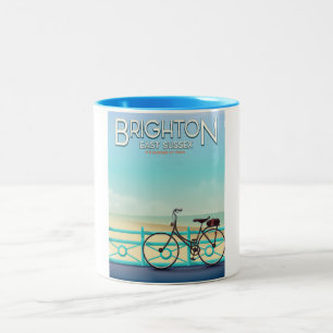 Tasse 2 Couleurs Affiche de voyage vintage de Brighton, East Sussex