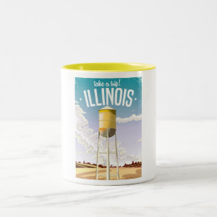 Tasse 2 Couleurs Affiche de voyage vintage de la ferme de l'Illinoi