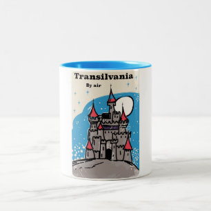 Tasse 2 Couleurs Affiche de voyage vintage du château de Transylvan