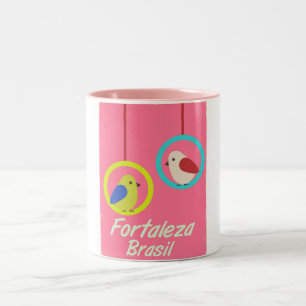 Tasse 2 Couleurs Affiche de voyage vintage Fortaleza Brésil