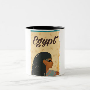 Tasse 2 Couleurs Affiche de voyage vintage hiéroglyphes d'Égypte