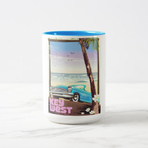 Tasse 2 Couleurs affiche de voyage vintage key west florida