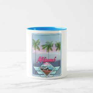 Tasse 2 Couleurs Affiche de voyage vintage Miami Floride