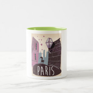 Tasse 2 Couleurs Affiche de voyage vintage Paris, France.