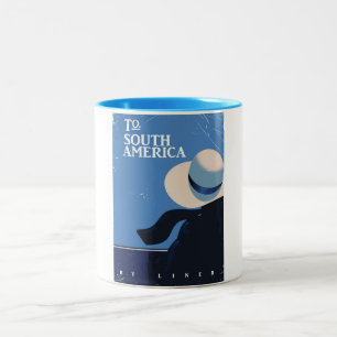 Tasse 2 Couleurs Affiche de voyage vintage pour l'Amérique du Sud