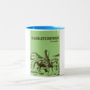 Tasse 2 Couleurs Affiche de voyage vintage Saskatchewan Canada