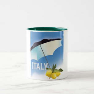 Tasse 2 Couleurs Affiche de voyage vintage style citrons Italie