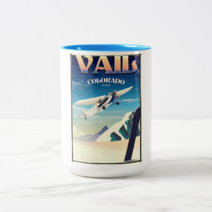 Tasse 2 Couleurs Affiche de voyage vintage Vail Colorado