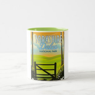 Tasse 2 Couleurs Affiche de voyage vintage Yorkshire dales