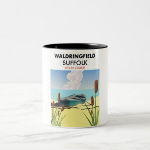 Tasse 2 Couleurs Affiche de voyage Waldringfield Suffolk.