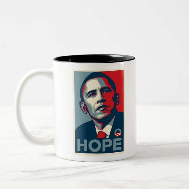 Tasse 2 Couleurs Affiche d'espoir de Barack Obama (Gauche)