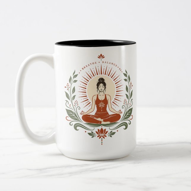 Tasse 2 Couleurs Affiche Respirer Équilibre Être Pleine Conscience (Gauche)