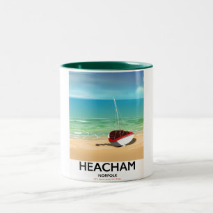 Tasse 2 Couleurs Affiche vintage de la côte de Heacham Norfolk