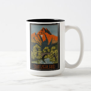 Tasse 2 Couleurs Affiche Vintage voyage des Alpes suisses